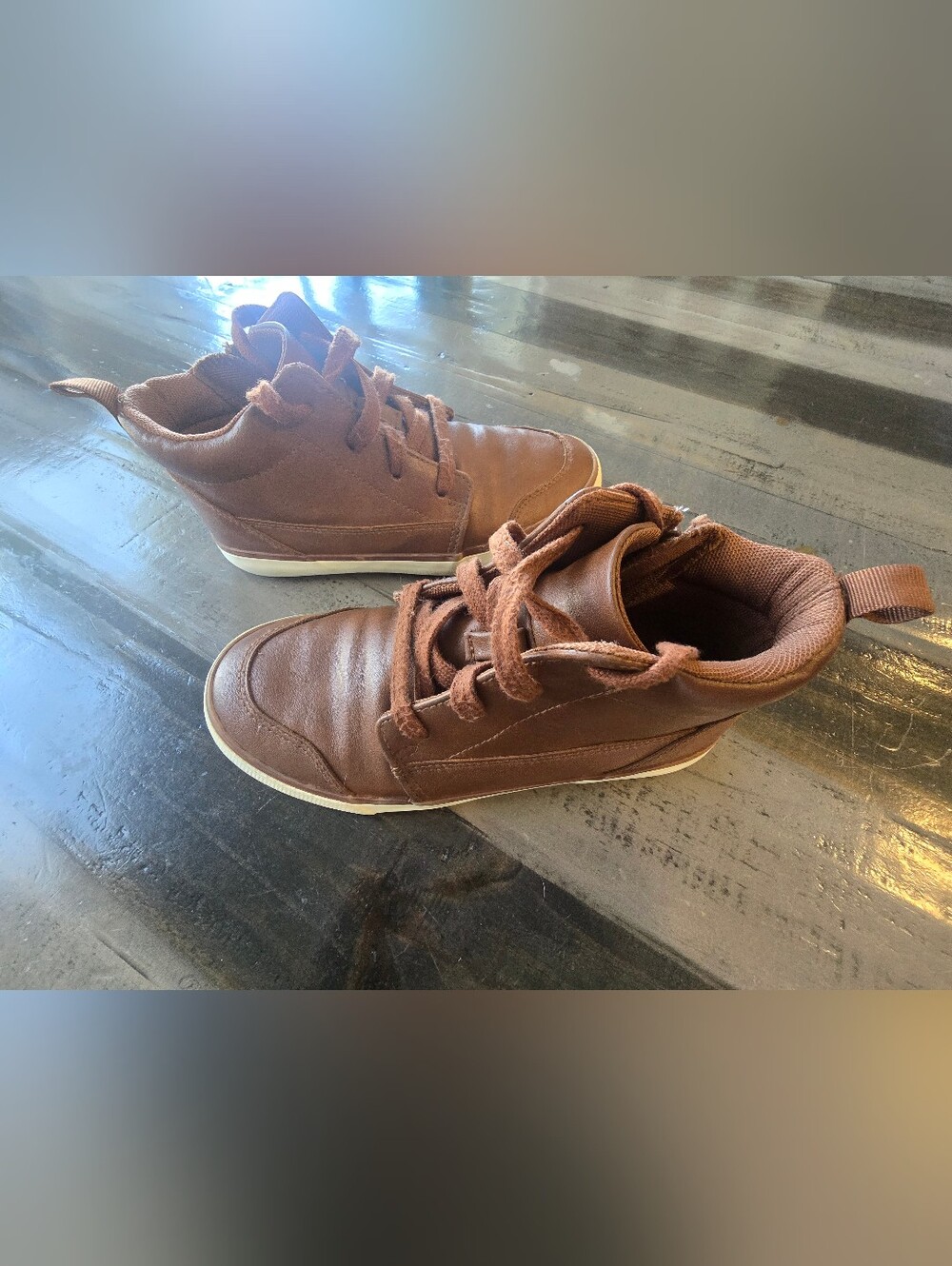 wonder nation Brown Lace-Up High-Top Kids Boots